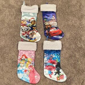 Disney Holiday Stockings Set - Blue, Red, Pink, Silver